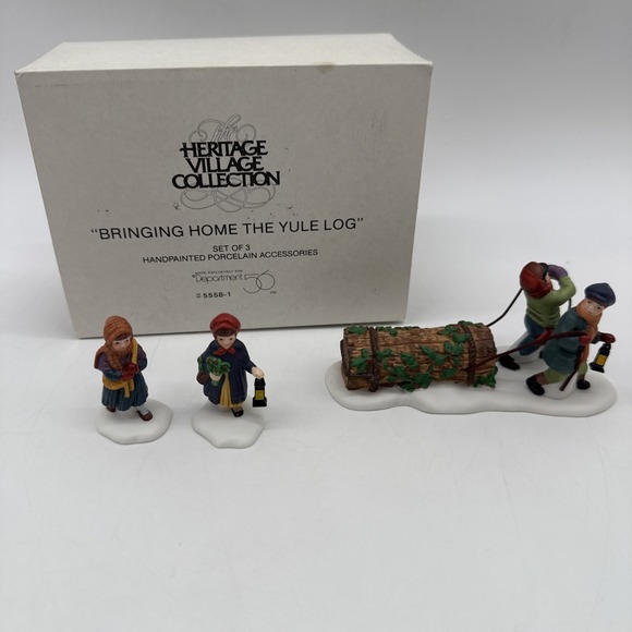 Department 56 Other - Dept 56 "Bringing Home The Yule Log" Heritage Village Collection #5558-1